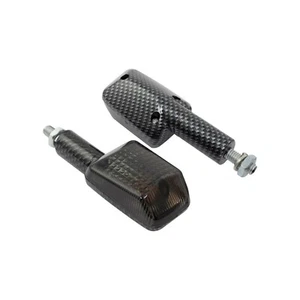 Bike It Motorcycle Long Stem Mini Indicators With Carbon Body And Smoked Lens - Picture 1 of 1