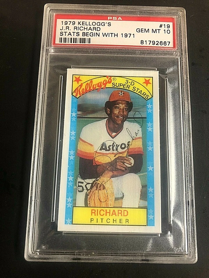 J.R. Richard 1979 Kellogg's Baseball Card #19 Graded PSA 10 GEM MT Astros POP 17 - Image 1 of 2