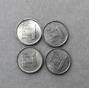 SOUTH KOREA 1 HWAN 1969UNC : 4 COINS ( stock# 40 ) - Picture 1 of 2