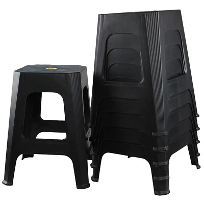 6-Pack 18.62" Height Furniture Plastic Seat Stool Square Stackable Chair, Black - Image 1 of 4