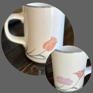 1 Vintage White Dansk Tivoli Belles Fleurs Gray Pink Mug 10 oz Cup Tea - Picture 1 of 5