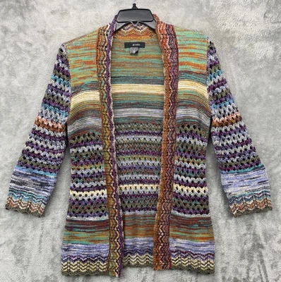 Suéter Cárdigan Ali Miles Para Mujer Frente Abierto Talla S Multicolor Crochet Boho Foto 1 de 4