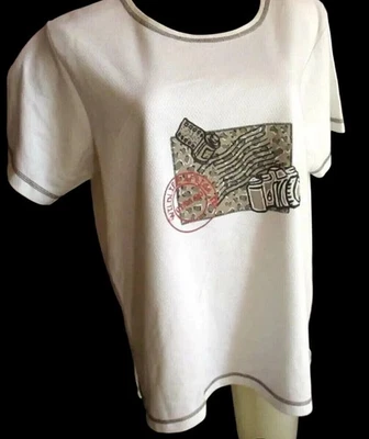 Camiseta africana vintage de los años 90 para mujer XL matasellos vida silvestre Kenneth, too top acolchada Foto 1 de 4