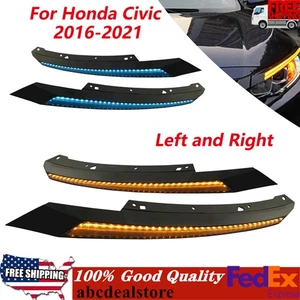 For Honda Civic 2016-2021 Headlight Eyebrows LED Daytime Running Turn Signal - Picture 1 of 12
