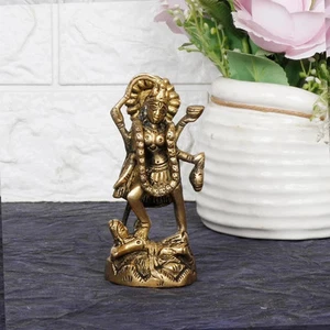 Antik Indisch Ritual Stamm Messing Bronze von DURGA AUF LÖWE SHERAWALI Kali Maa - Bild 1 von 3