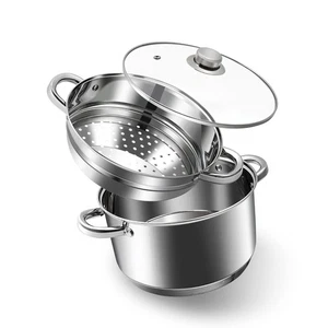 ® 4 Quart 18/10 Edelstahl Dreilagig Suppentopf und Dampfgarer mit gehärtetem Gl... - Bild 1 von 7