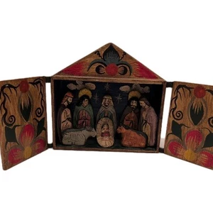 2013 CIAP Peruvian "RETABLO" Nativity Wood Box Handpainted/Crafted Folk Art - Picture 1 of 13