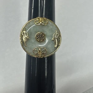 Ross-Simons Jade Ring "Good Fortune" Schmetterling in 18kt Gold über Sterling - Bild 1 von 5