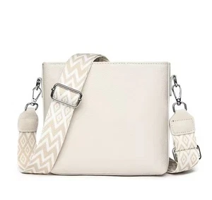 Genuine Leather Crossbody Cream Bucket Bag for Women - 2025 Tote Handbag Fashion - Picture 1 of 6