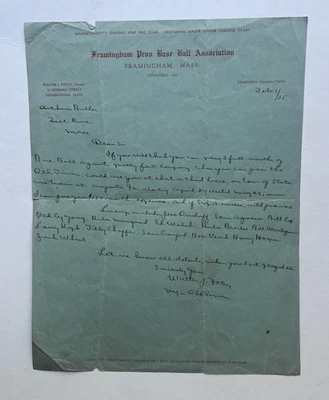 1935 Old Timers Baseball Handwritten Letter Mentions Cy Young Ed Walsh Crawford - Image 1 of 3