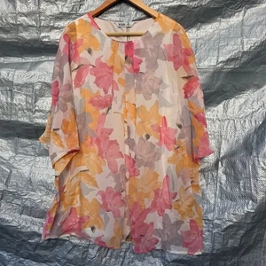 Yours Floral Blouse Top UK 20 Sheer Lightweight Cover-Up – New r.r.p £28 - Picture 1 of 8