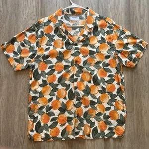 Old Navy Freizeit Button Down Hemd Orangen Obst Print Herren Large Resort - Bild 1 von 10
