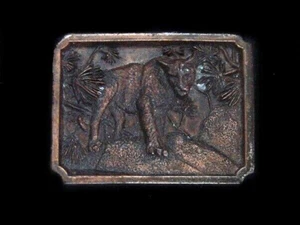 UA05105 VINTAGE 1984 **MOUNTAIN LION** COMMEMORATIVE BERGAMOT BELT BUCKLE - Picture 1 of 2