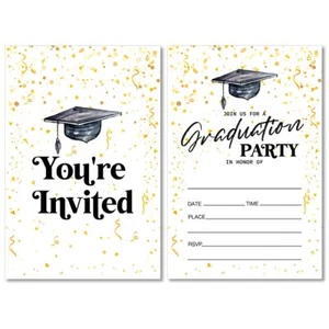 Graduation Party Invitations with Envelopes Set of 20 Graduation Cap Grad Gra... - Picture 1 of 5