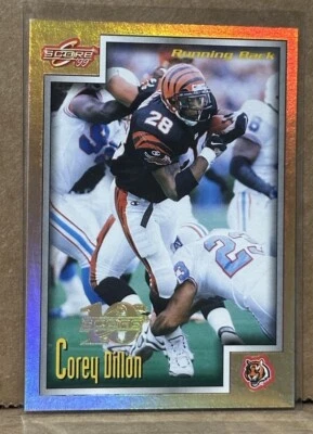 Corey Dillon 1999 Puntuación 10 Aniversario Prueba de Artista Holofoil Oro #5/10 SP 🔥 Foto 1 de 2