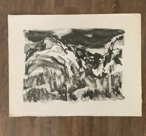 Yolanda Fusco litografia cecoslovacca/americana bianco/nero "Montagne Tatra" - Foto 1 di 9