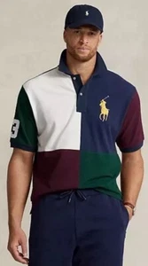 Neu mit Etikett Polo Ralph Lauren Big Pony Netz-Poloshirt Colorblock bestickt Größe 4LT - Bild 1 von 6