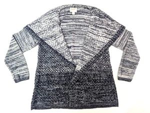 Wrangler Cardigan Sweater, Women S, Long Sleeve Cotton, Navy Blue & White - Picture 1 of 8