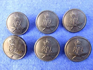 6 X 2ND KING EDWARD VII'S OWN GURKHA RIFLES 25MM BLACK COMPOSITION BUTTONS - Picture 1 of 2