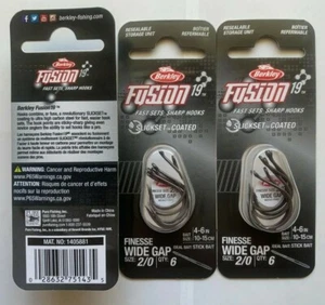 3 packs (18 hooks) Berkley Fusion 19 Finesse WhackyWide Gap Octopus Hooks sz 2/0 - Picture 1 of 1