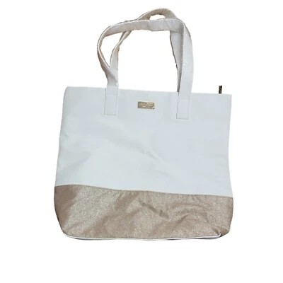 Jimmy Choo Parfums Large Tote Bag White With Gold Glitter Beach Shopping  - Image 1 of 4