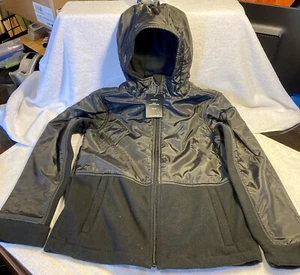 CHAQUETA DE LANA CON CAPUCHA NEGRA Earth Gear Boys con superposición de nailon-Juventud M (10-12)- NUEVA CON ETIQUETAS - Imagen 1 de 6