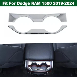 Chrome Inner Rear Cup Holder Panel Trim Cover ABS For Dodge RAM 1500 2019-2024 - Picture 1 of 10