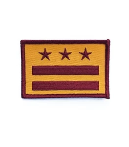 WASHINGTON DC FLAG PATCH embroidered iron-on Burgundy And Gold commanders colors - Picture 1 of 2