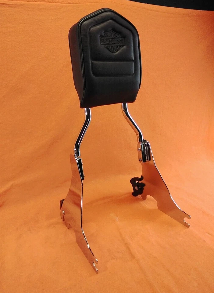 HARLEY DAVIDSON GENUINE CHROME SPORTSTER XL DETACHABLE SISSY BAR BACKREST W/LOGO - Image 1 of 4