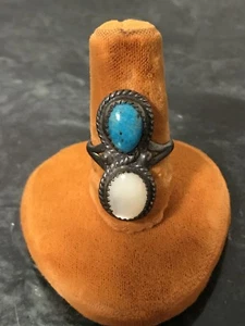 Anillo vintage de cáscara y plata turquesa talla 6,25 - Imagen 1 de 4