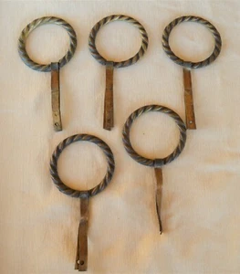 5 Round Twisted Rope Look Brass Color Metal Cabinet Drawer Door Pulls w Tails - Picture 1 of 12