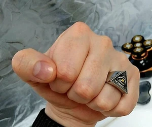 Anillo Masónico Oro Plata Triángulo Ojo Bola Francmasonería Regalia Lodge Illuminati  - Imagen 1 de 12