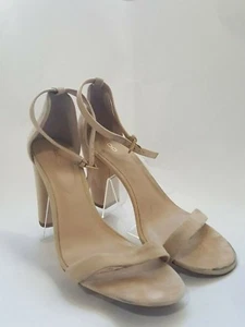 Aldo Pumps Open Toe Women's Shoe Ankle Strap Block Heel Size 9 M Ivory Suede - Picture 1 of 12