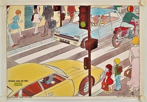 Affiche Sécurité Routière CIRCULER AVEC LES FEUX - Dessin G. PICHARD - Imagen 1 de 1