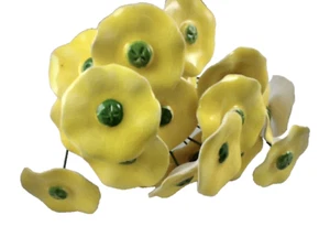 5 Polish Yellow Ceramic Flowers with Green Pistils 10" Stem Made in Poland - Picture 1 of 7