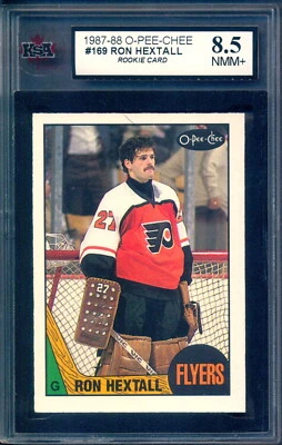1987-88 OPC O-PEE-CHEE #169 Ron Hextall Rookie Graded KSA 8.5 NM-MINT+ Flyers RC - Image 1 of 2