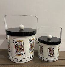 Set of VTG 70’s Clubs Playing Card Insulated Ice Buckets (set of 2) EUC!!