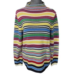 Crazy Horse Sweater Striped Retro Mock Neck Medium Knit Vintage Y2K Petite Large - Picture 1 of 6