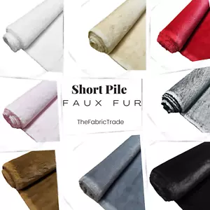 SHORT PILE Plush Faux Fur Fabric Soft Luxury Animal Material 150cm Wide - Picture 1 of 43