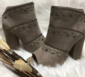 $119 New Jessica Simpson Midara Suede Peep Toe Studded Ankle Boot 6 - Picture 1 of 11