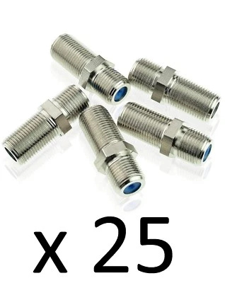 25 Pack F81 Barrel Connector 3GHz Coaxial Female to Female F type Adapter PPC HD - Image 1 of 4