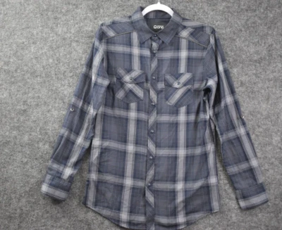 Warehouse One 西部衬衫 XS 蓝色格子扣长袖牛仔男式 — 第 1/4 张图片