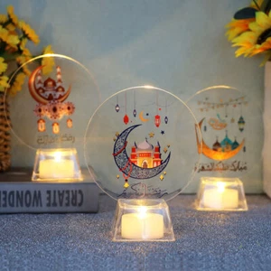 Muslim EID LED Candle Light Mubarak Ramadan Moon Lamp Ornament Home Party DecGT - Picture 1 of 21