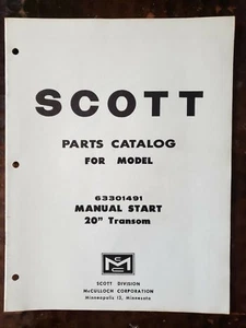 Scott Outboard Motor Parts Catalog Model 63301491 Manual Start 20" Transom B - Picture 1 of 5