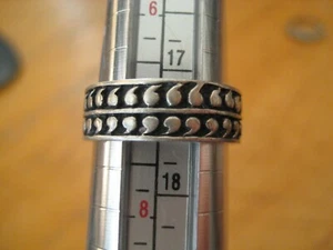 Sterling Silver Woman's Ring Fashion Wide Band With 2 rings of "Commas" Sz 6.75 - Foto 1 di 4
