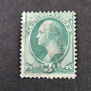 Scott # 158 George Washington 3c Green Continental Bank Note 1873 Vtg Stamp USED - Picture 1 of 2