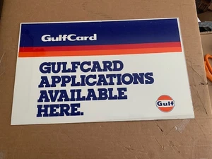 GULF OIL GULF CARD APPLICATIONS DOPPELSEITIGES SCHILD NOS - Bild 1 von 2