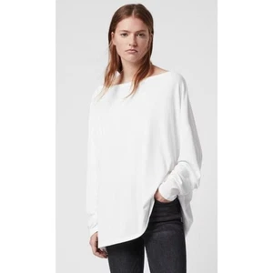 Allsaints Oversized Rita Boatneck Long Sleeve T-Shirt in Chalk White Medium $79 - Picture 1 of 9