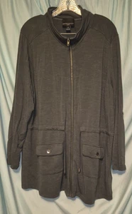 Giacca donna Cynthia Rowley verde scuro finto collo LS full zip maglia taglia 2X - Foto 1 di 6