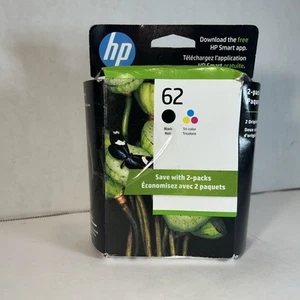 HP (62XL + 62) Czarne wysokiej wydajności i trójkolorowe wkłady kombi Exp 04/2026 - Zdjęcie 1 z 5